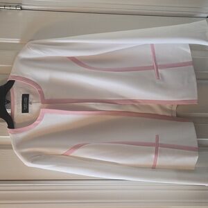 BLACK LABEL EVAN-PICONE WOMENS WHITE/PINK OPEN PROFESSIONAL BLAZER JACKET 12